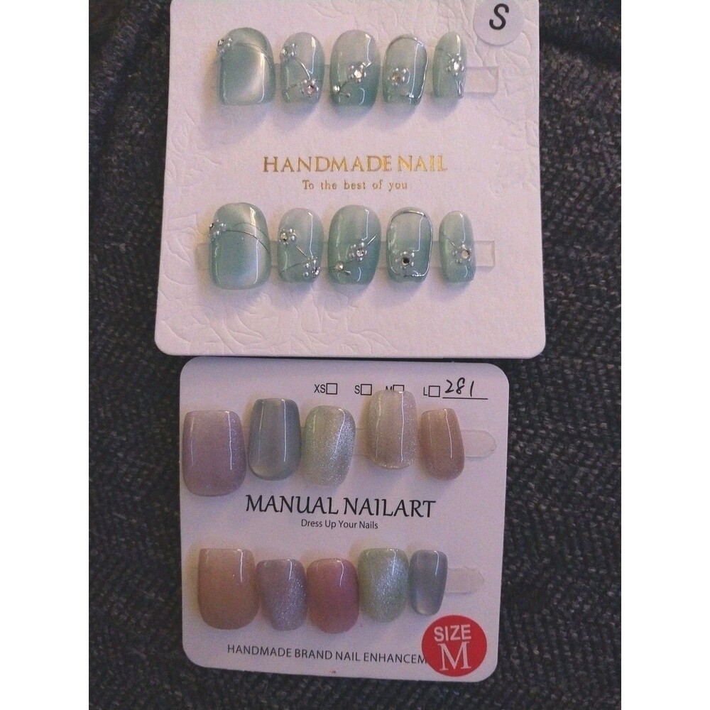Handmade Press On Nails Lot of 2 Sets - Custom Luxury Gel False Nails Brand New